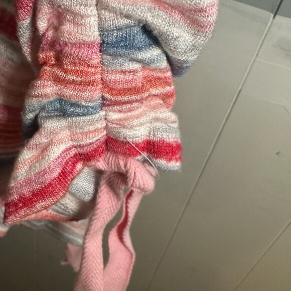 Democracy Top Womens Medium Pink Multicolor Striped Short Sleeve With Side Ties - Picture 6 of 8